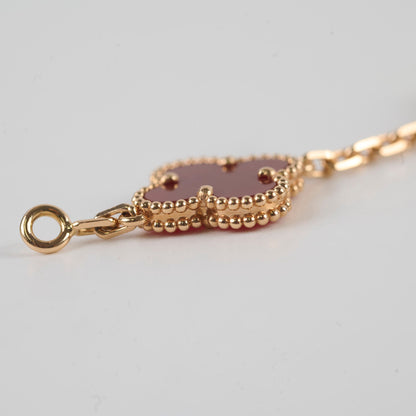 Van Cleef & Arpels 5 Motif Vintage Alhambra Guilloche & Carnelian Bracelet Rose Gold - photo 8