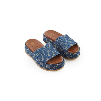 Gucci Denim Platform Slides Size 37 - photo 1