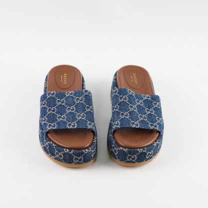 Gucci Denim Platform Slides Size 37 - photo 2