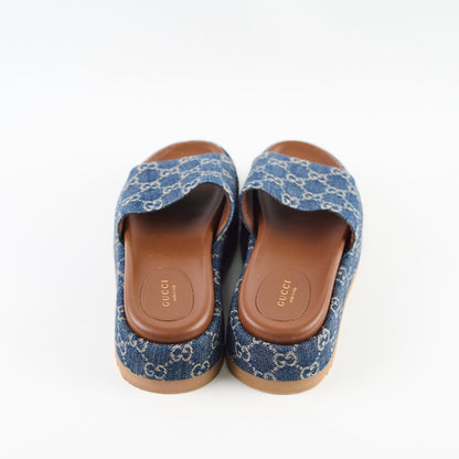 Gucci Denim Platform Slides Size 37 - photo 3