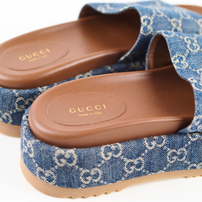 Gucci Denim Platform Slides Size 37 - photo 6