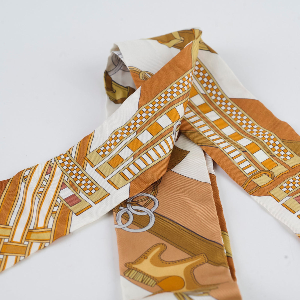 Hermes Soie Brides ET Gris Twilly Caramel/Blanc/Bronze - photo 3