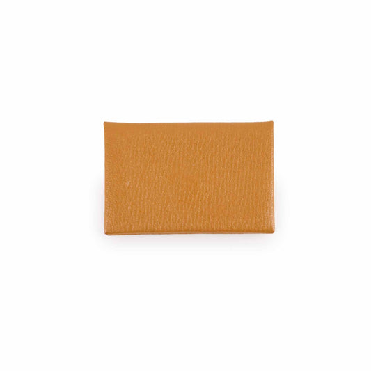 Hermes Calvi Verso Card Holder Caramel Chevre Mysore Leather - Z Stamp - photo 1