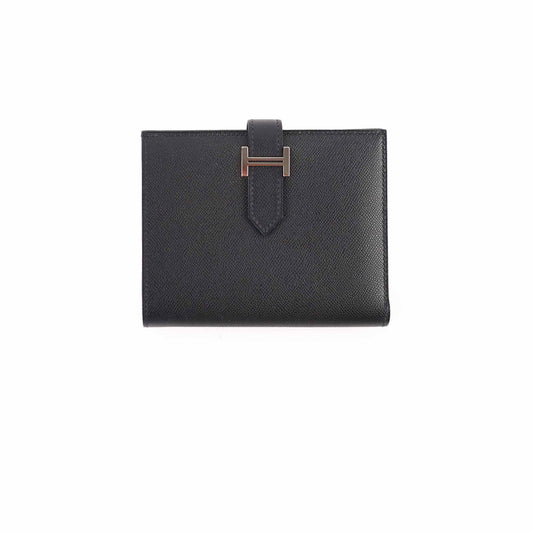 Hermes Bearn Compact Wallet Veau Madame Black - Stamp W - photo 1