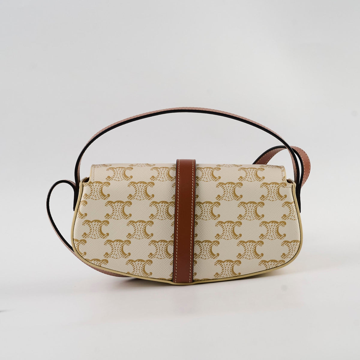 Celine Triomphe Tabou Canvas Clutch with Strap White/Tan - photo 2