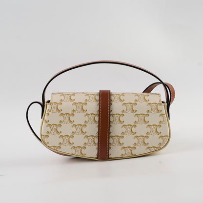Celine Triomphe Tabou Canvas Clutch with Strap White/Tan - photo 2