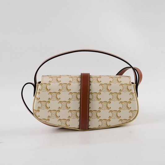 Celine Triomphe Tabou Canvas Clutch with Strap White/Tan - photo 2