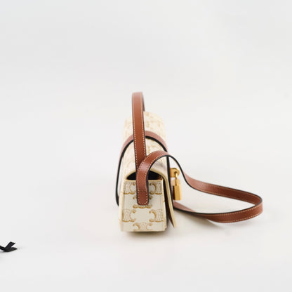 Celine Triomphe Tabou Canvas Clutch with Strap White/Tan - photo 3