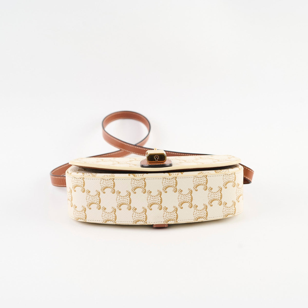 Celine Triomphe Tabou Canvas Clutch with Strap White/Tan - photo 4