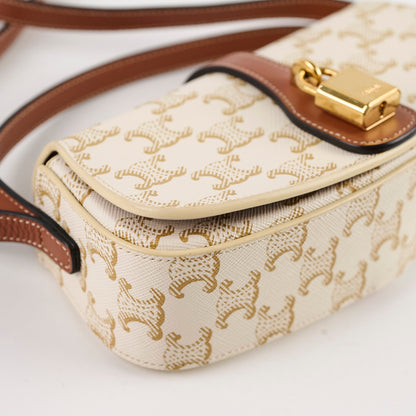 Celine Triomphe Tabou Canvas Clutch with Strap White/Tan - photo 7