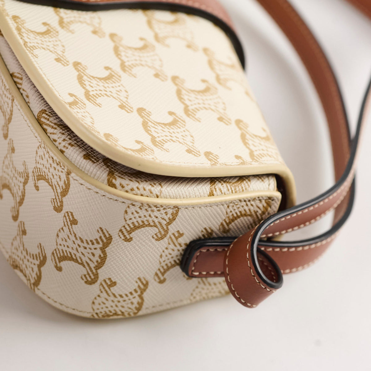 Celine Triomphe Tabou Canvas Clutch with Strap White/Tan - photo 9