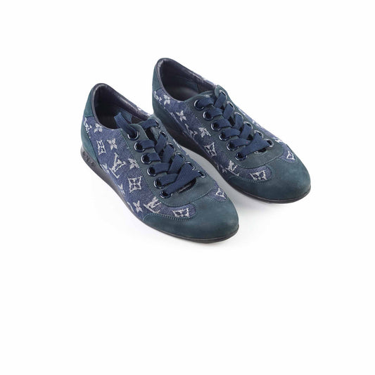 Louis Vuitton Trocadero Monogram Sneakers Denim Navy Size 39 - photo 1