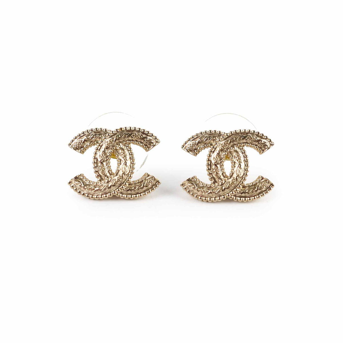 Chanel Gold Tone CC Stud Earrings - photo 1