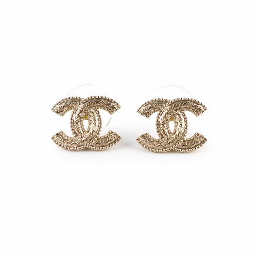 Chanel Gold Tone CC Stud Earrings - photo 1