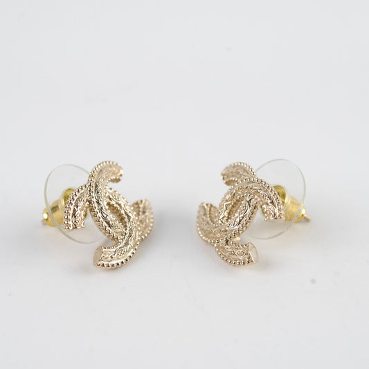 Chanel Gold Tone CC Stud Earrings - photo 2