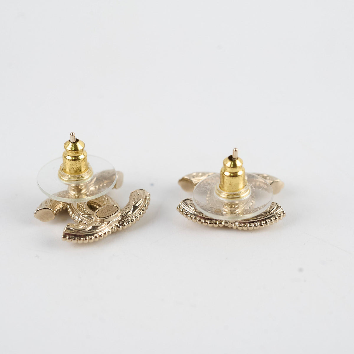 Chanel Gold Tone CC Stud Earrings - photo 3
