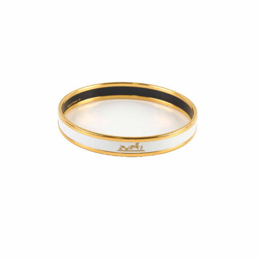 Hermes Uni White Enamel PM Caleche Bangle - Q Stamp - photo 1