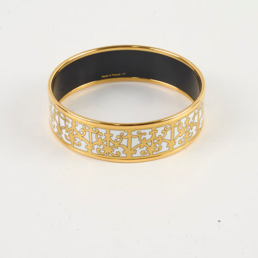 Hermes Balcons Du Guadalquivir Wide Bangle Gold/White - P stamp - photo 2