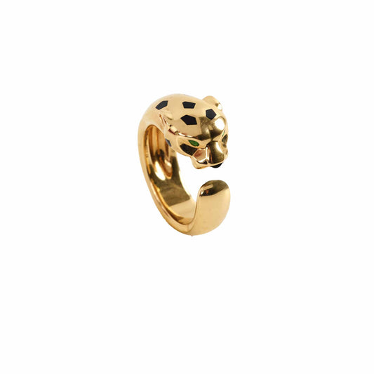 Cartier Panthère Ring Medium Model Size 55 Yellow Gold Onyx - photo 1