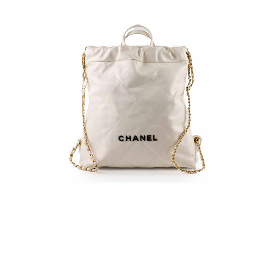 Chanel 22 Calfskin Backpack White Microchip - photo 1