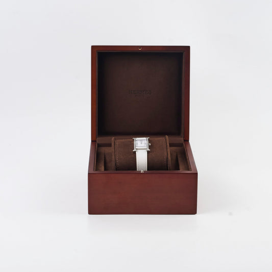 Hermes 25mm H Heure Small with Diamonds Blanc - photo 2