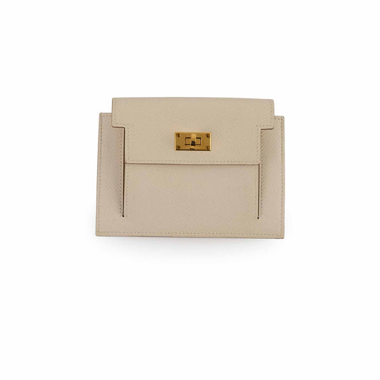 Hermes Kelly Pocket Wallet Craie D Stamp - photo 1