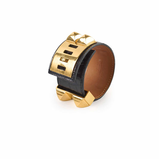 Hermes Collier De Chien T2 Croc Black Bracelet - photo 1