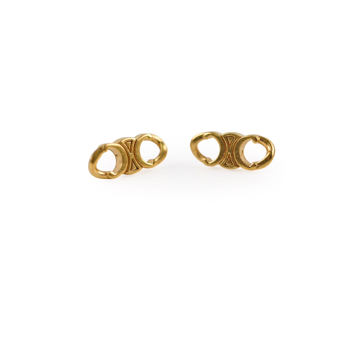 Celine Triomphe Gourmette Gold Studs - photo 1