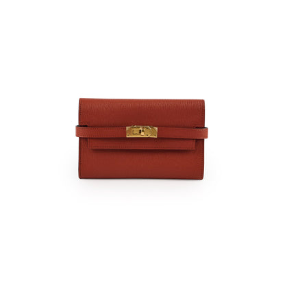 Hermes Kelly Compact Wallet Terre Battue Chevre- A Stamp - photo 1