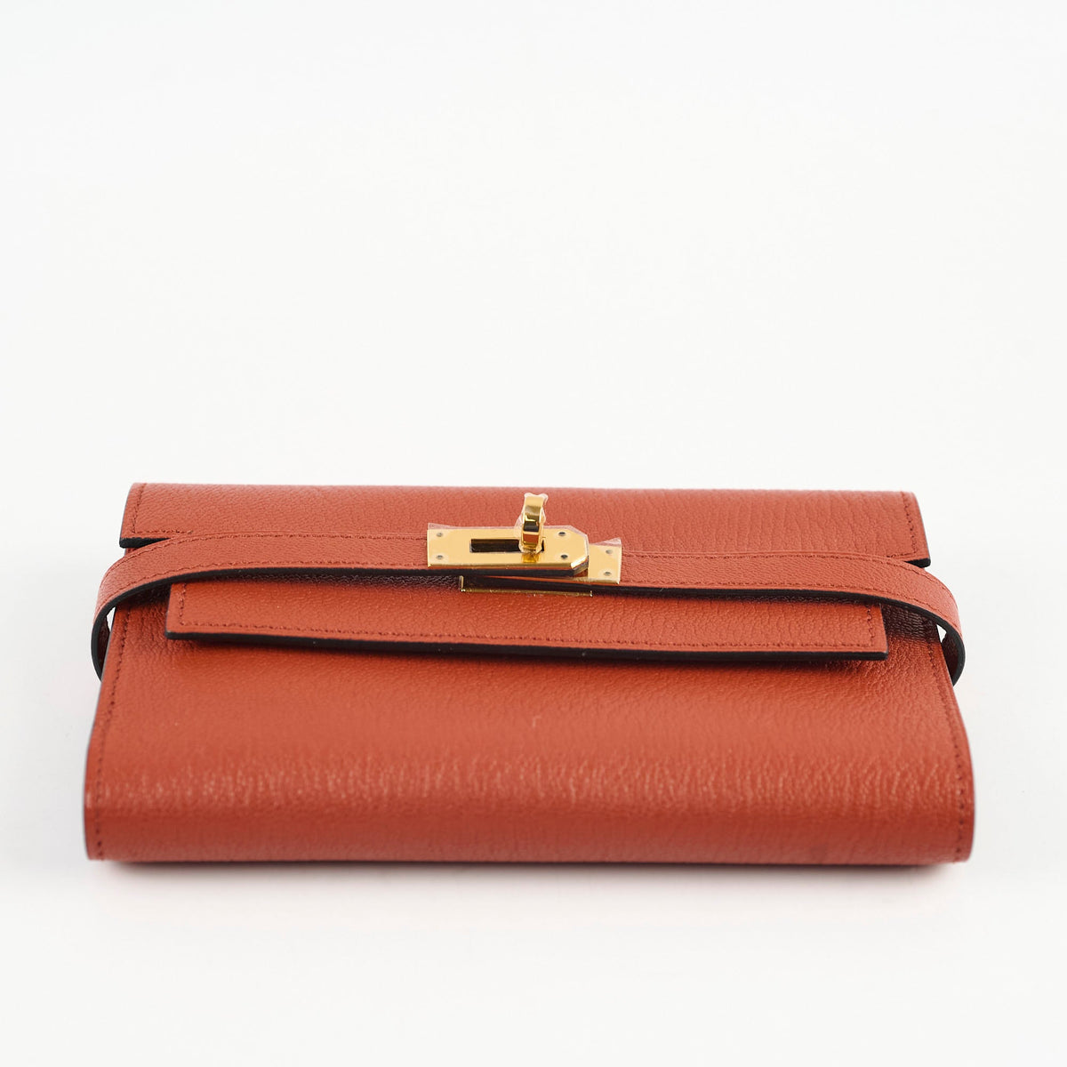 Hermes Kelly Compact Wallet Terre Battue Chevre- A Stamp - photo 3