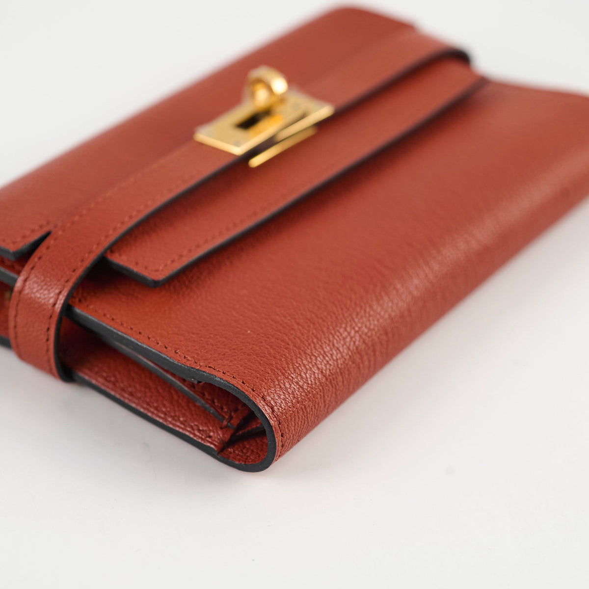 Hermes Kelly Compact Wallet Terre Battue Chevre- A Stamp - photo 9