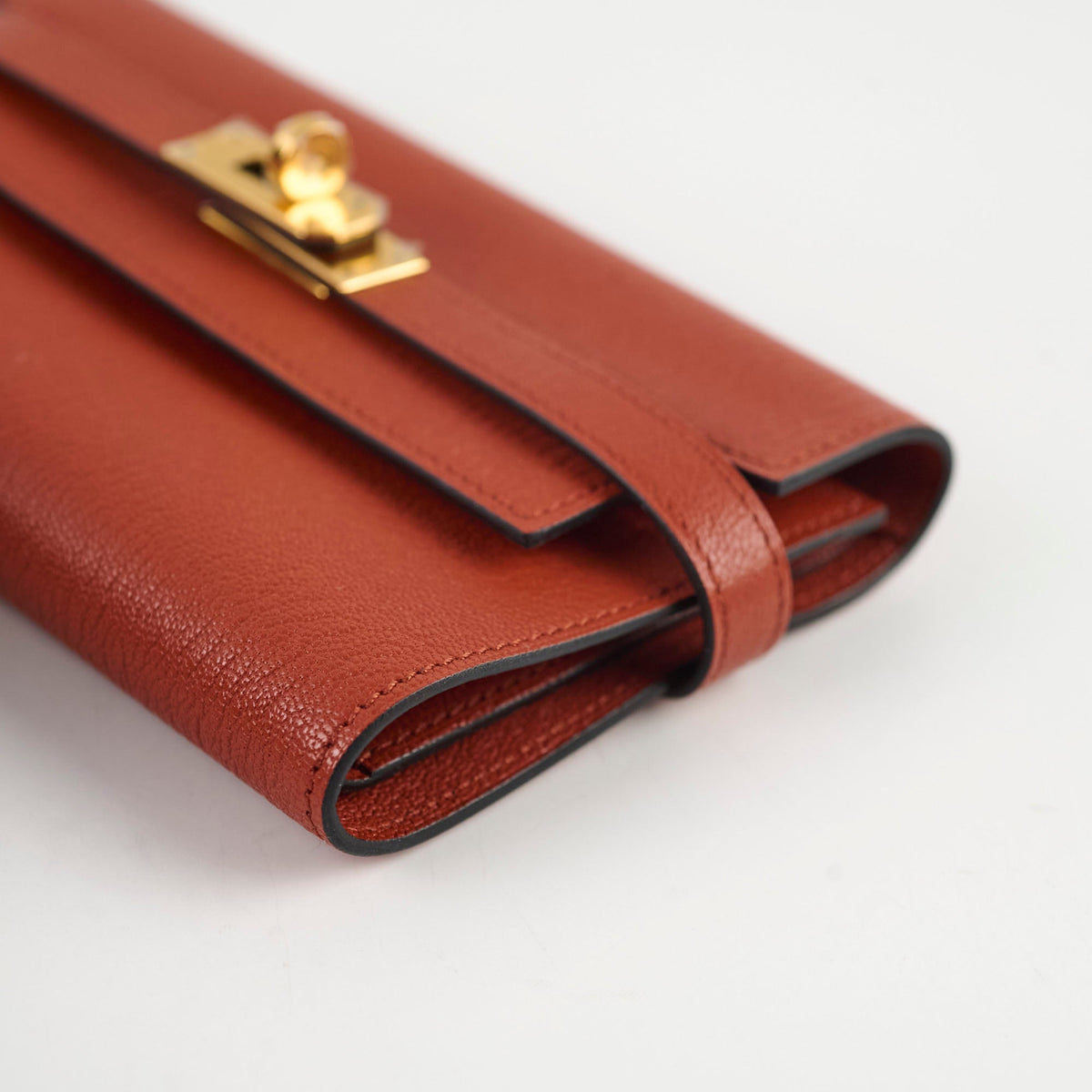 Hermes Kelly Compact Wallet Terre Battue Chevre- A Stamp - photo 10
