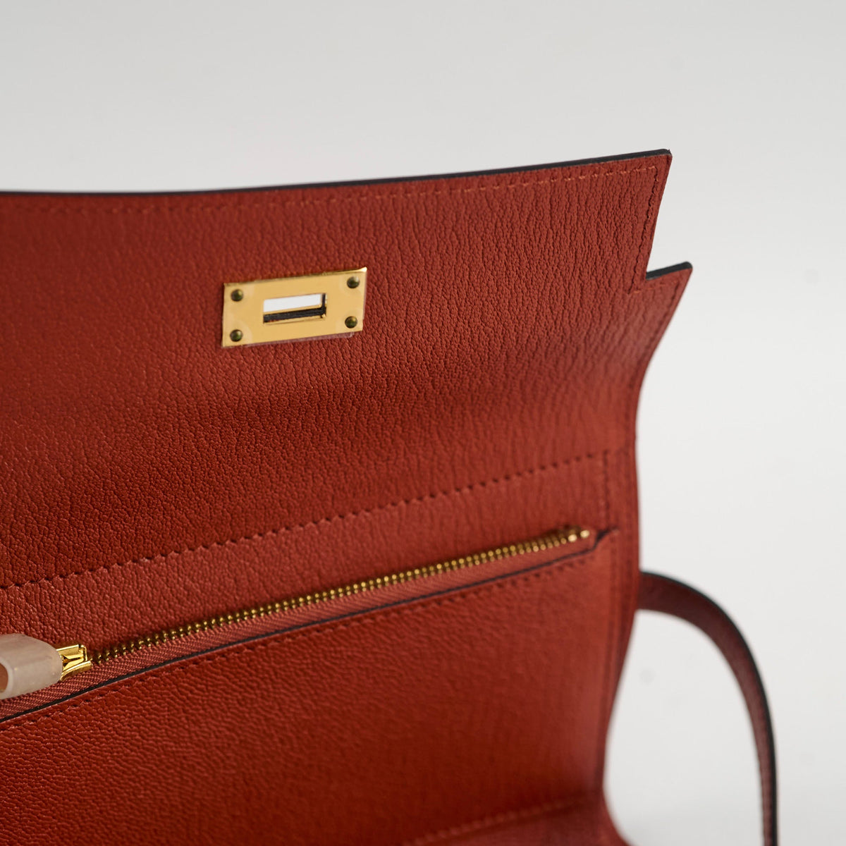 Hermes Kelly Compact Wallet Terre Battue Chevre- A Stamp - photo 7