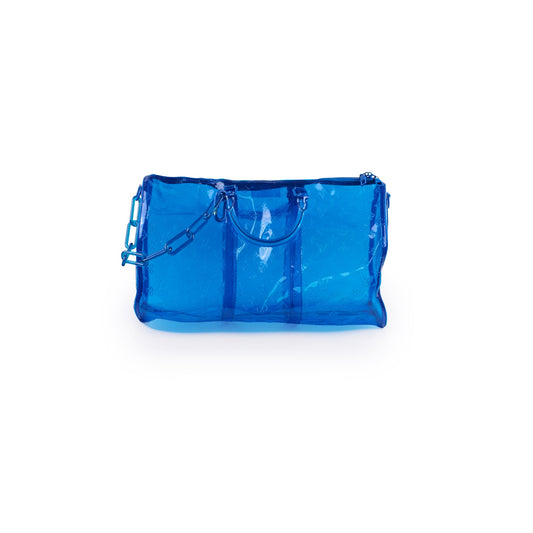 Louis Vuitton Virgil Abloh's 2019 Spring/Summer Clear Monogram Keepall 50 Bandoulier Blue - photo 1