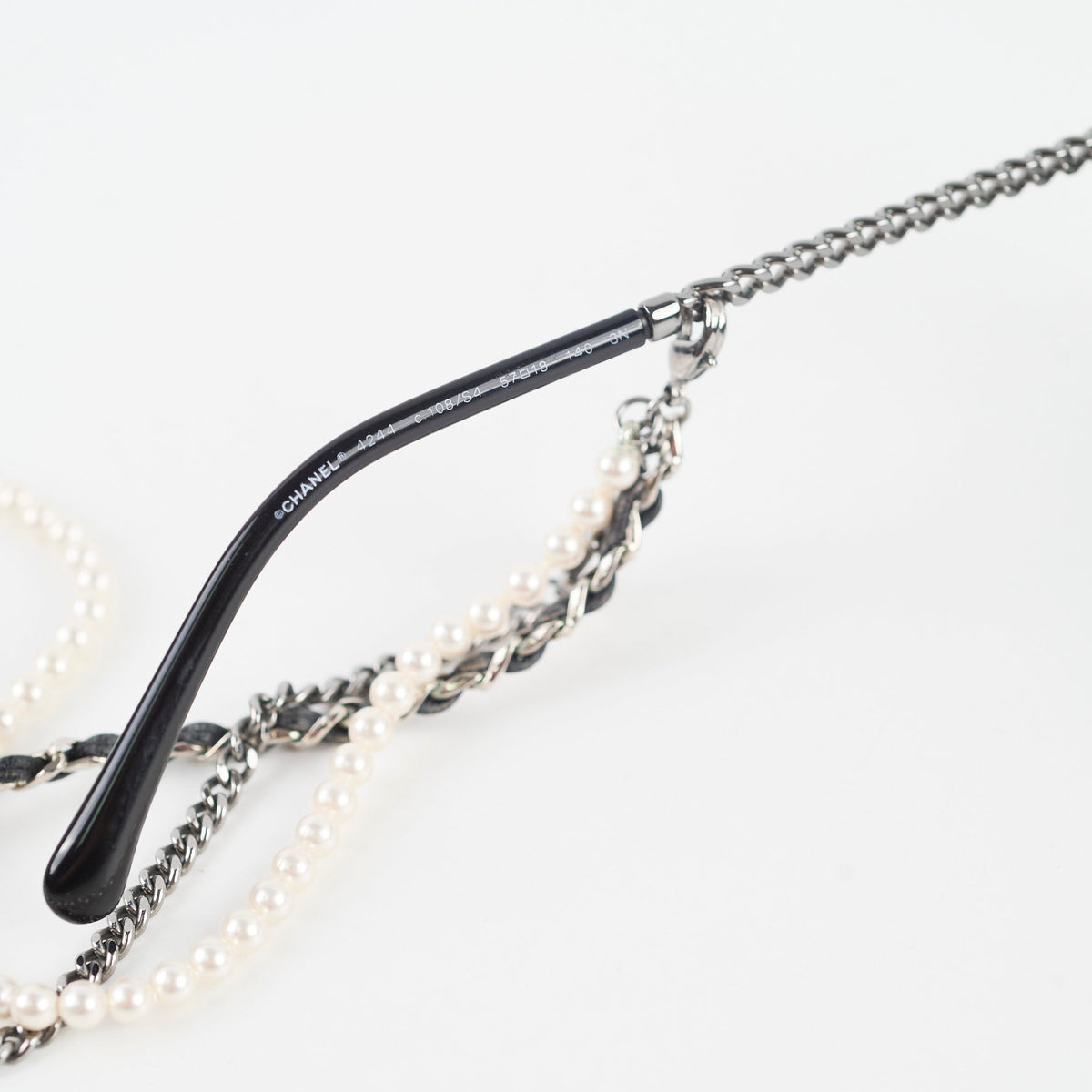Chanel 4244 Black Square Sunglasses with Chain - photo 8