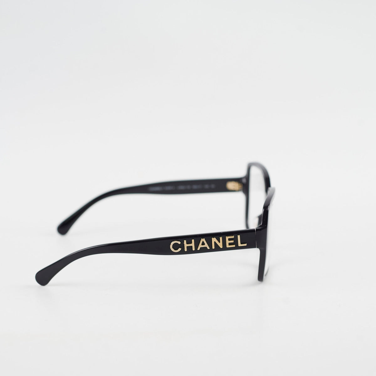 Chanel Square Acetate Black Glasses with Chanel Logo (non-prescription lenses) - photo 3