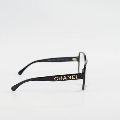 Chanel Square Acetate Black Glasses with Chanel Logo (non-prescription lenses) - photo 3