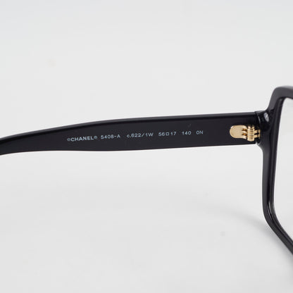 Chanel Square Acetate Black Glasses with Chanel Logo (non-prescription lenses) - photo 5