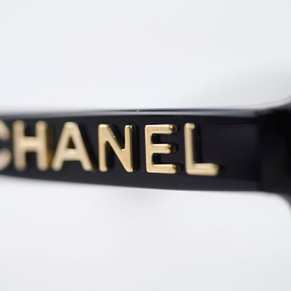 Chanel Square Acetate Black Glasses with Chanel Logo (non-prescription lenses) - photo 6