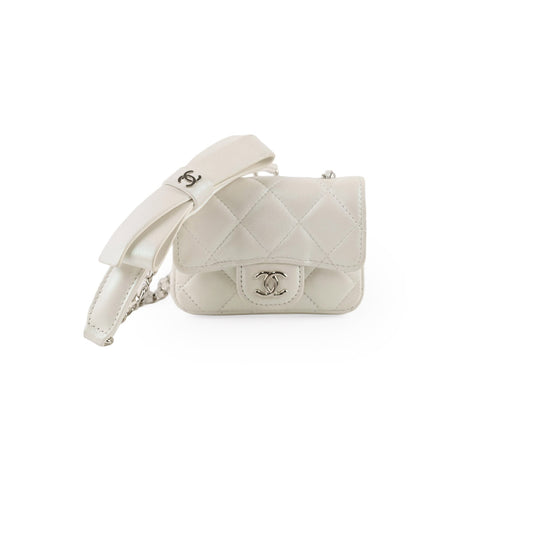 Chanel Bow Strap Micro Belt Bag on Chain Iridescent Pearl - photo 1