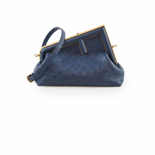 Fendi Small First Clutch Ostrich Blue - photo 1