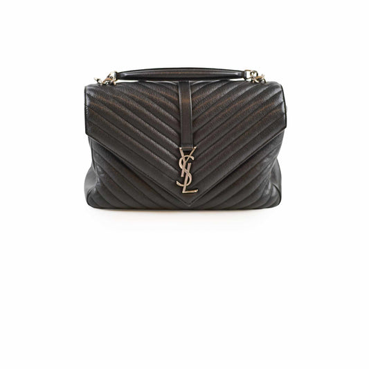 Saint Laurent Large College Chevron Calfskin Black - photo 1