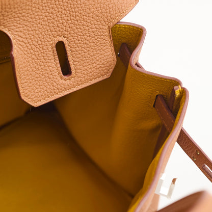 Hermes Birkin 25 Limited Edition Officer Gold/Ambre Togo PHW- C Stamp - photo 6
