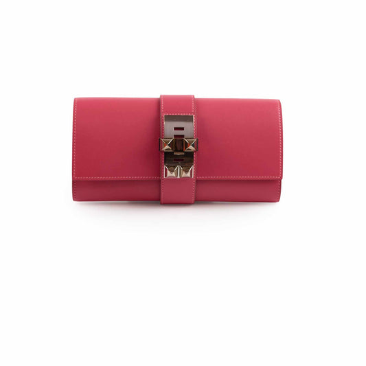 Hermes Medor 23 Tadelakt Rose Lipstick Clutch - T Stamp - photo 1