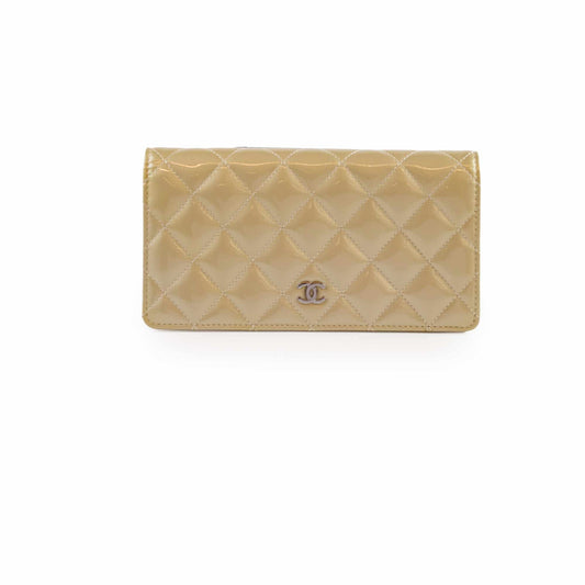Chanel Long Wallet Yen Wallet Beige Patent - photo 1