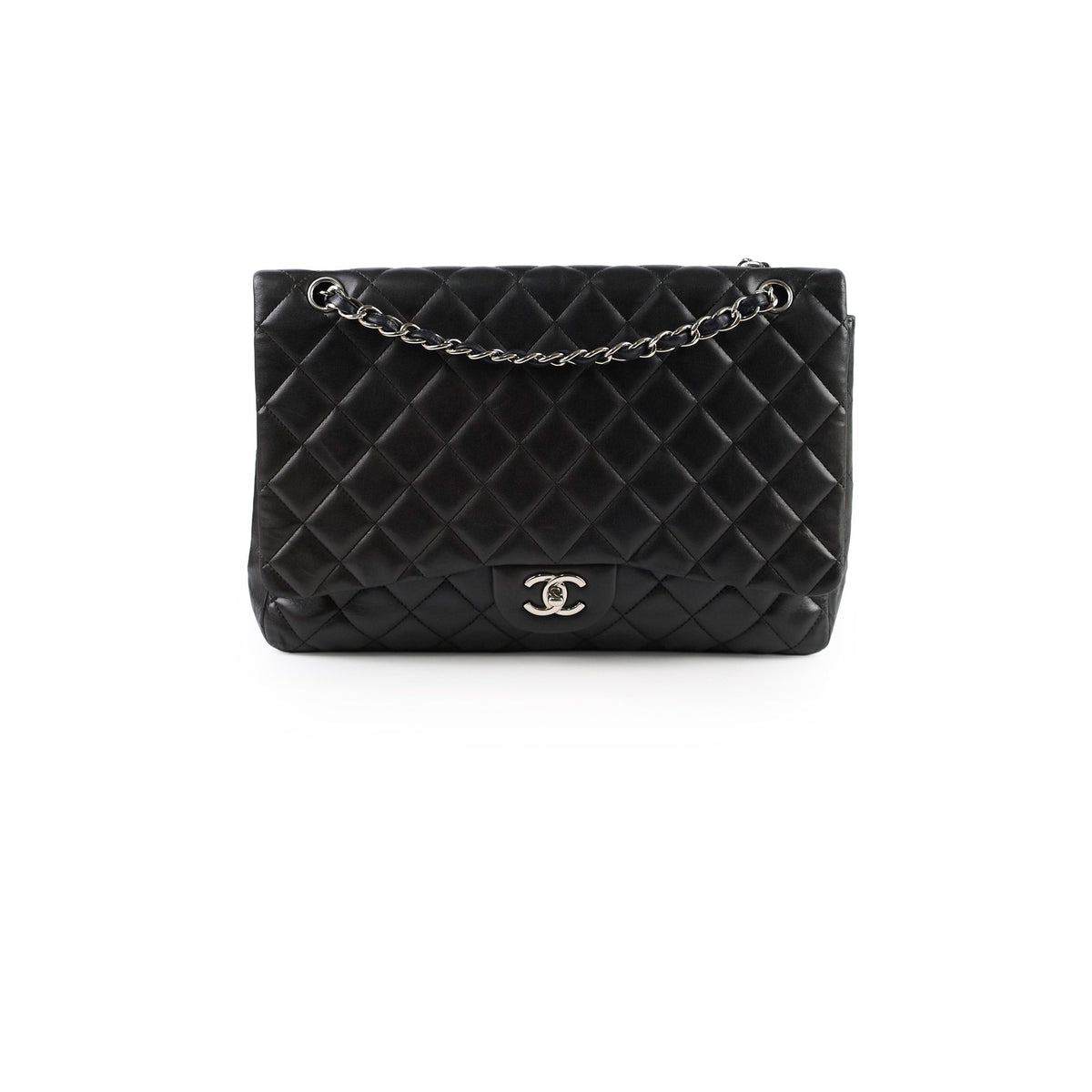 Chanel Single Flap Maxi Flap Black Lambskin SHW - photo 1