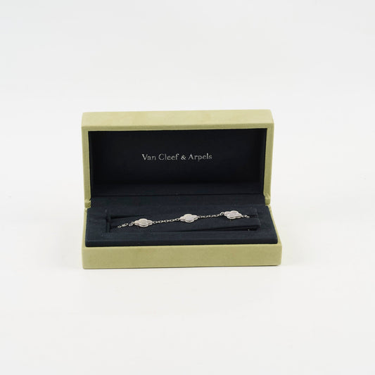Van Cleef & Arpels Alhambra 5 Motif MOP Mother Of Pearl Bracelet White Gold - photo 2
