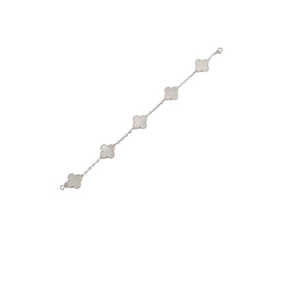 Van Cleef & Arpels Alhambra 5 Motif MOP Mother Of Pearl Bracelet White Gold - photo 1