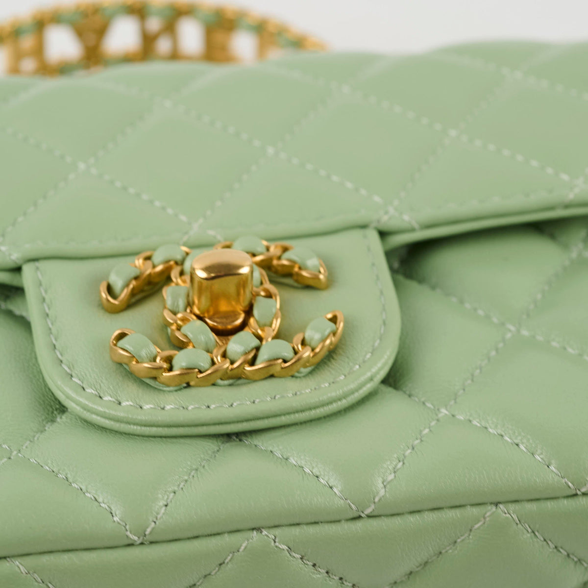 Chanel Mini Rectangular Top Handle Light Green Seasonal - photo 8
