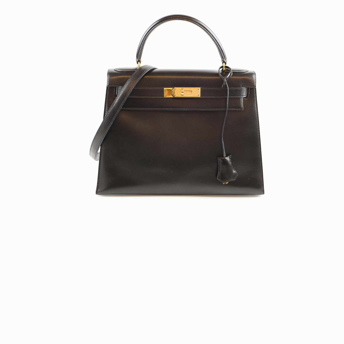 Hermes Kelly 28 Box Calfskin Black- Q Circle Stamp - photo 1